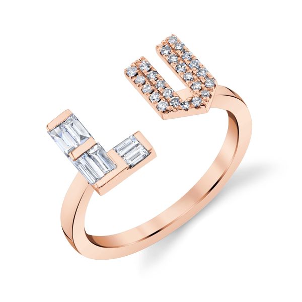 MIXED DIAMOND PERSONALIZED FLOATING INITIALS RING