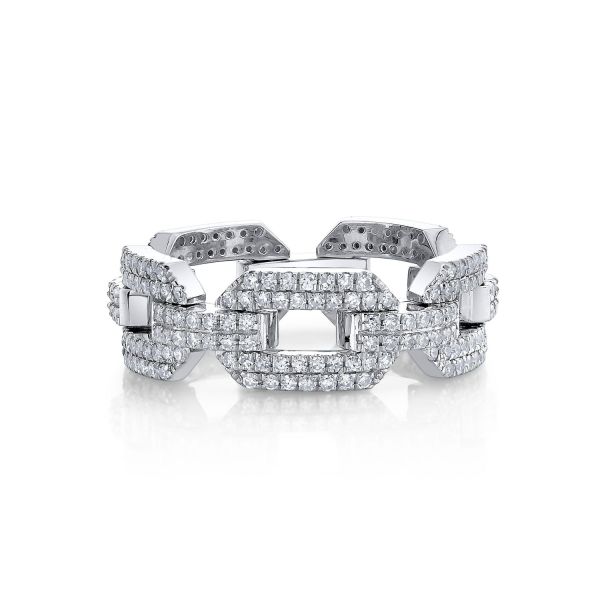 DIAMOND PAVE FLAT GEO LINK RING