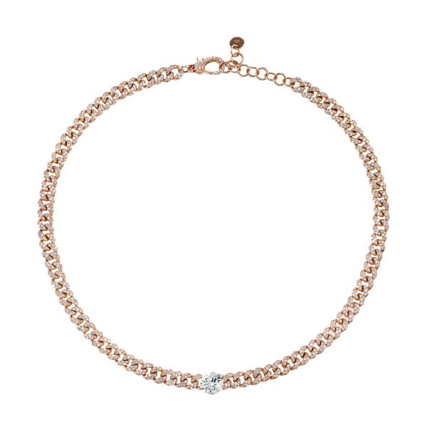ROUND DIAMOND PAVE MINI LINK CHOKER