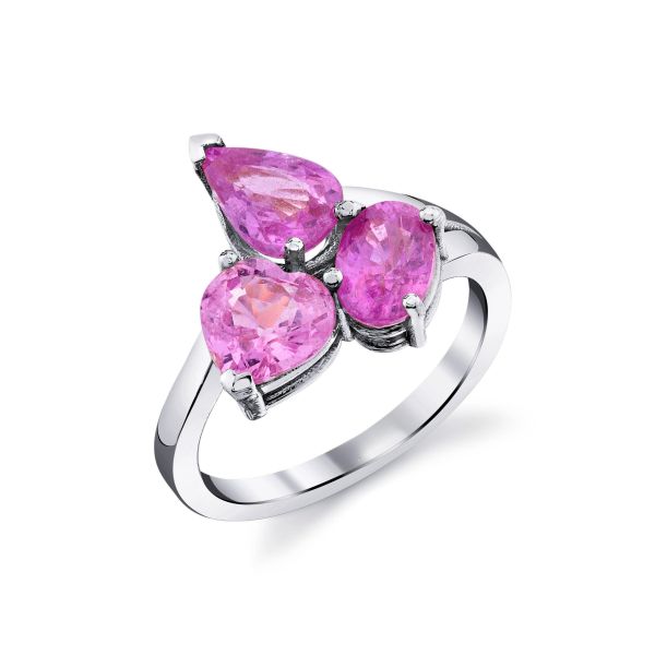 SMALL PINK SAPPHIRE OMBRE TRIPLE GEM RING