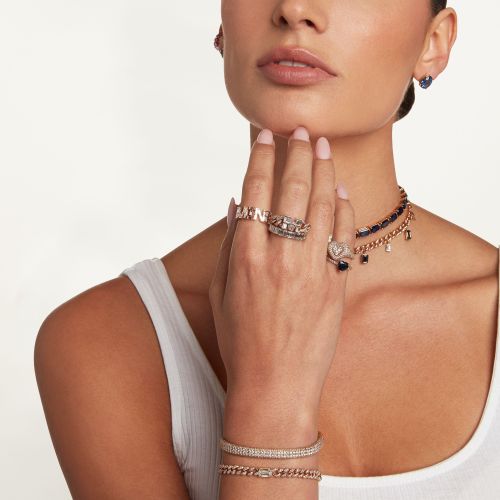 DIAMOND BAGUETTE PERSONALIZED INITIAL GRADUAL LINK RING