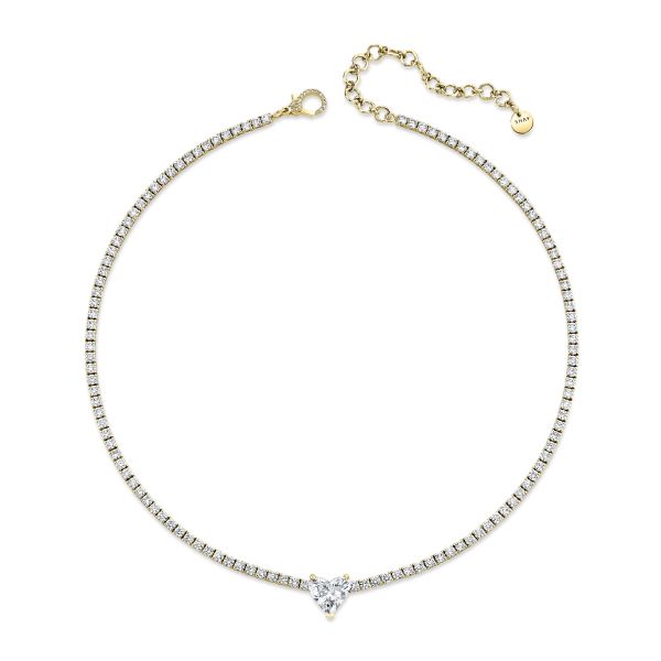 DIAMOND HEART BAGUETTE TENNIS NECKLACE