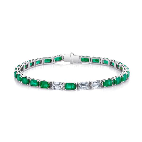 EMERALD AND DIAMOND TENNIS BRACELET