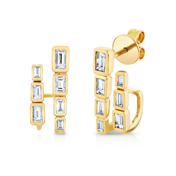 DIAMOND BEZEL BAGUETTE DOUBLE STICK STUDS