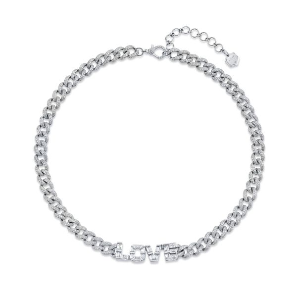 DIAMOND BAGUETTE PERSONALIZED 4 LETTER MEDIUM LINK NECKLACE