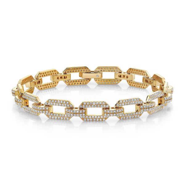 DIAMOND PAVE FLAT GEO LINK BRACELET