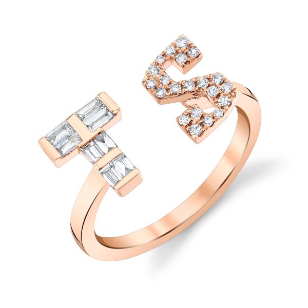 MIXED DIAMOND PERSONALIZED FLOATING INITIALS RING