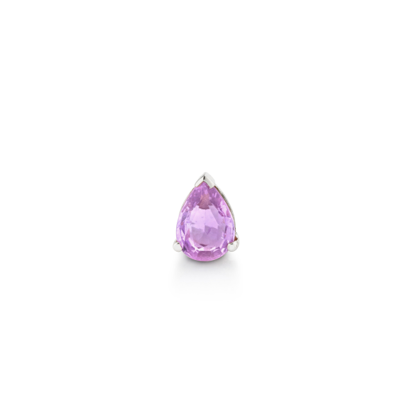 SINGLE PINK SAPPHIRE TEARDROP HALO STUD