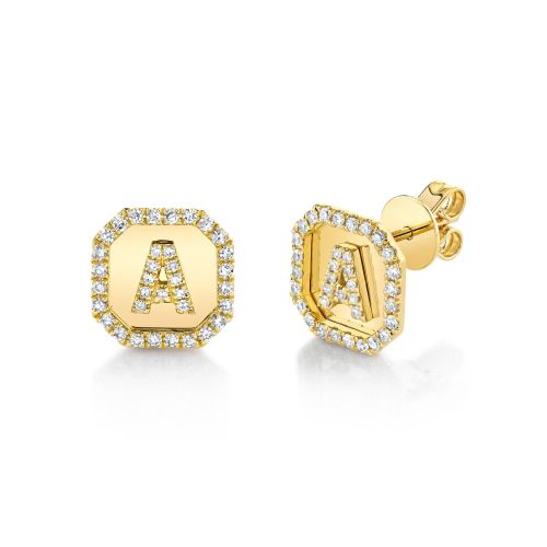 MINI ME DIAMOND PAVE INITIAL NAMEPLATE STUDS