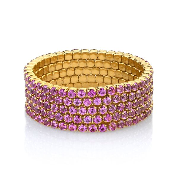 PINK SAPPHIRE 5 THREAD STACK RING
