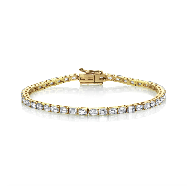 DIAMOND EMERALD CUT TENNIS BRACELET, 7cts