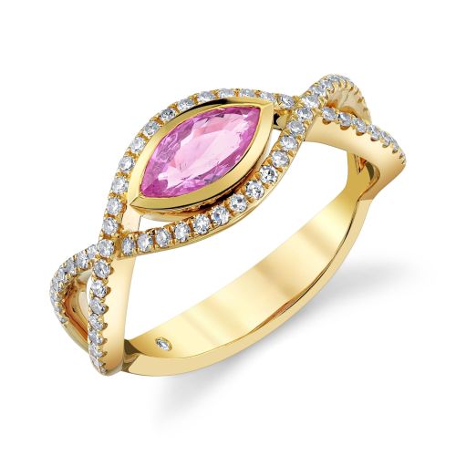 PINK SAPPHIRE MARQUISE PAVE VINE RING
