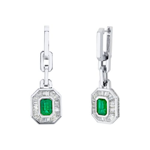 EMERALD & DIAMOND HALO MINI DECO EARRINGS