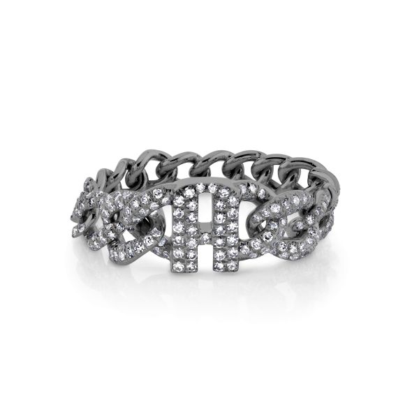 DIAMOND PAVE PERSONALIZED INITIAL GRADUAL  LINK RING