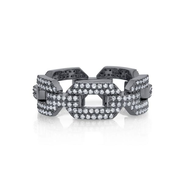 DIAMOND PAVE FLAT GEO LINK RING