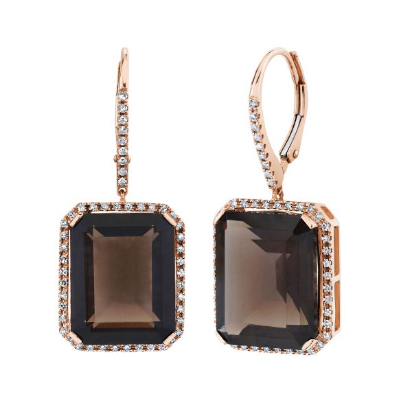 BROWN TOPAZ & DIAMOND PORTRAIT EARRINGS