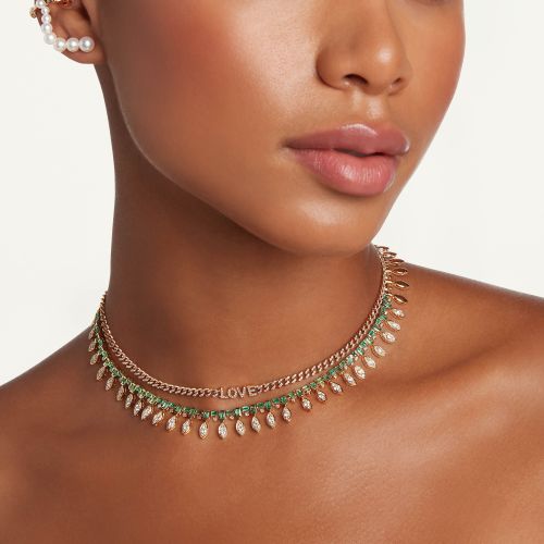 DIAMOND & EMERALD MARQUISE DOT-DASH NECKLACE