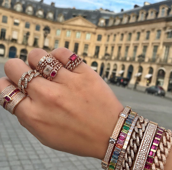 RECTANGLE EMERALD BABY LINK RING