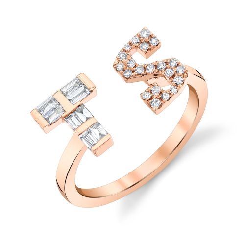 MIXED DIAMOND PERSONALIZED FLOATING INITIALS RING