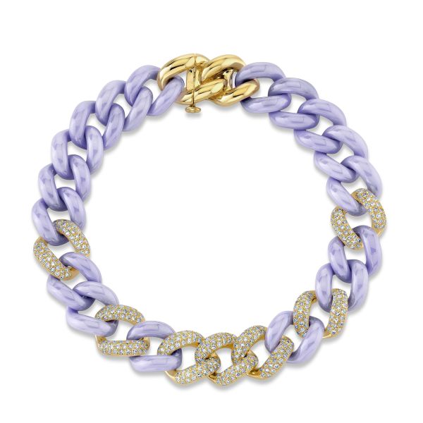 DIAMOND 7 PAVE & LAVENDER CERAMIC ESSENTIAL LINK BRACELET
