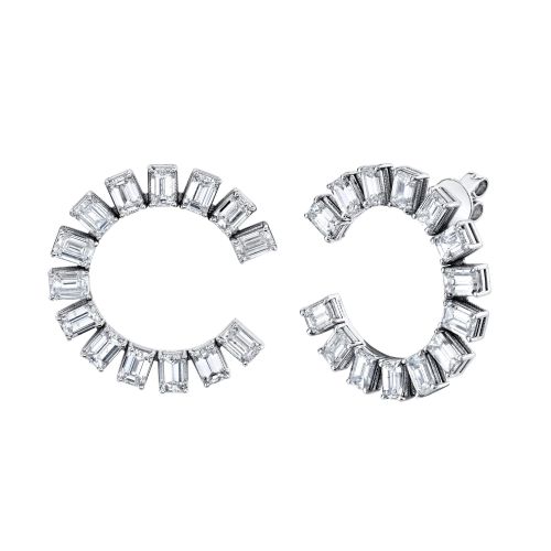 READY TO SHIP DIAMOND EMERALD CUT ETERNITY EARRINGS