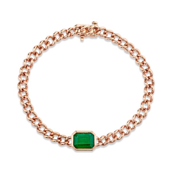EMERALD CUT BEZEL MINI LINK BRACELET