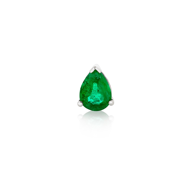 SINGLE EMERALD TEARDROP HALO  STUD