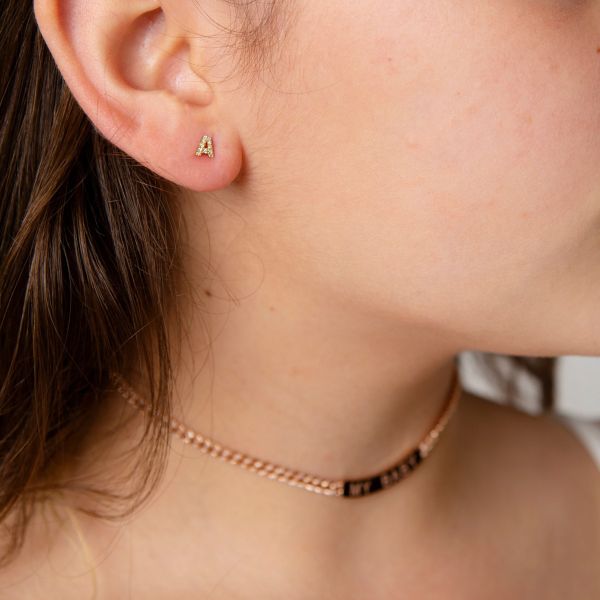 MINI ME DIAMOND PAVE SINGLE INITAL STUD, SMALL