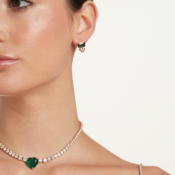 EMERALD TRI DIAMOND BEZEL STUDS