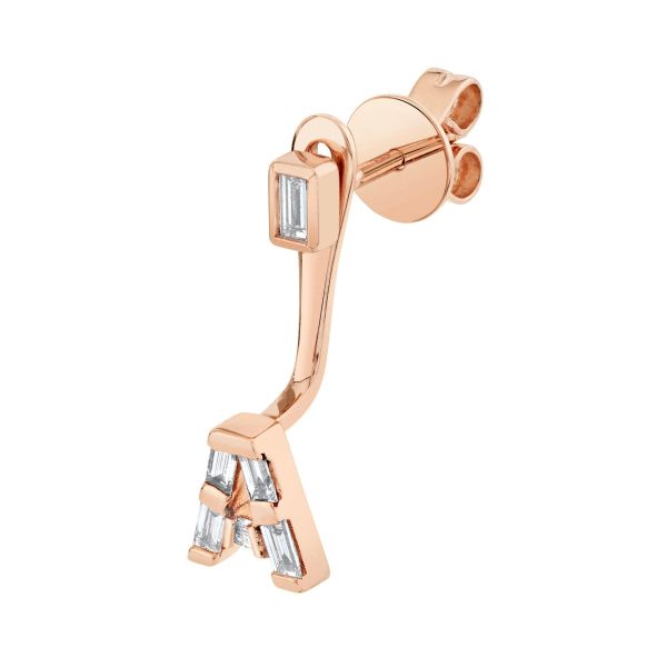 DIAMOND BAGUETTE SINGLE INITIAL EAR JACKET