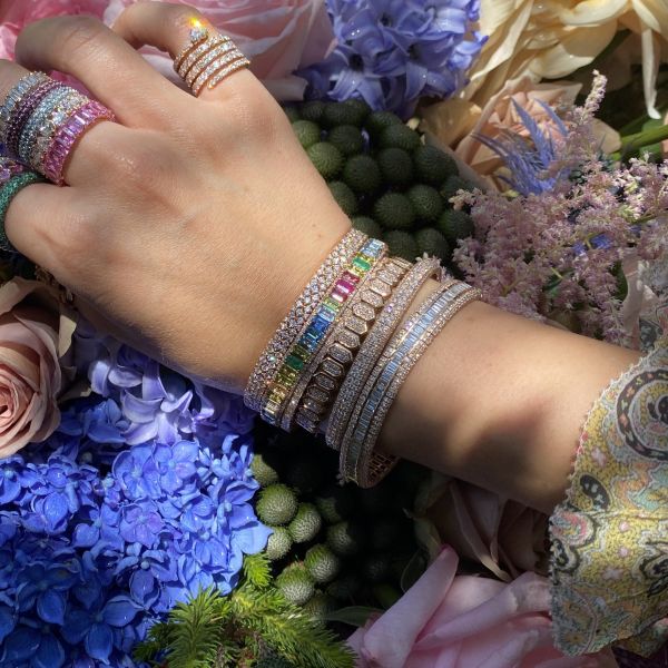 DIAMOND DOUBLE ROW PAVE STRETCH BRACELET