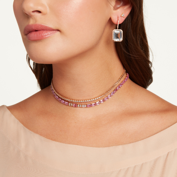 PINK SAPPHIRE & DIAMOND TENNIS NECKLACE