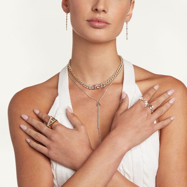 2 PAVE & WHITE CERAMIC MEDIUM LINK RING