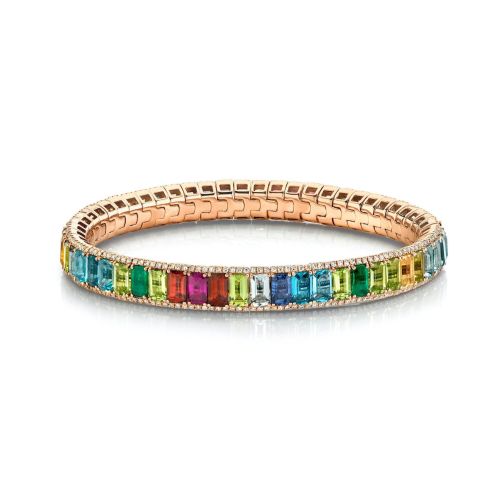 RAINBOW PAVE BORDER ETERNITY STRETCH BRACELET
