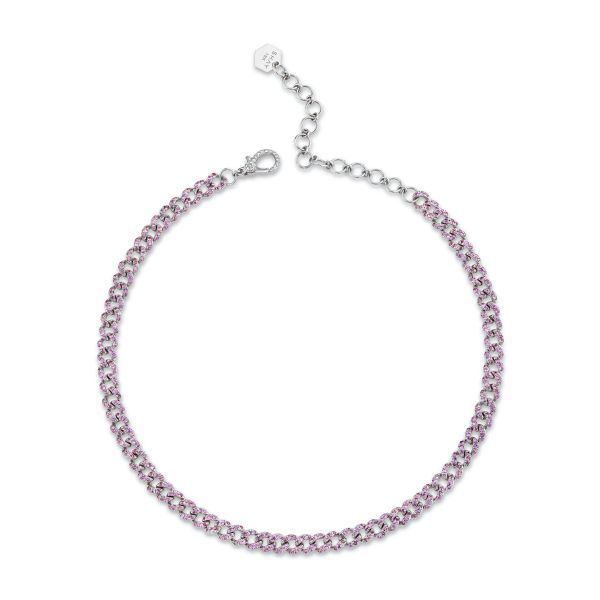 PINK SAPPHIRE MINI PAVE LINK CHOKER