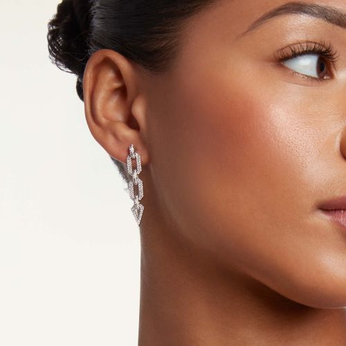 DIAMOND PAVE GEO LINK EARRINGS