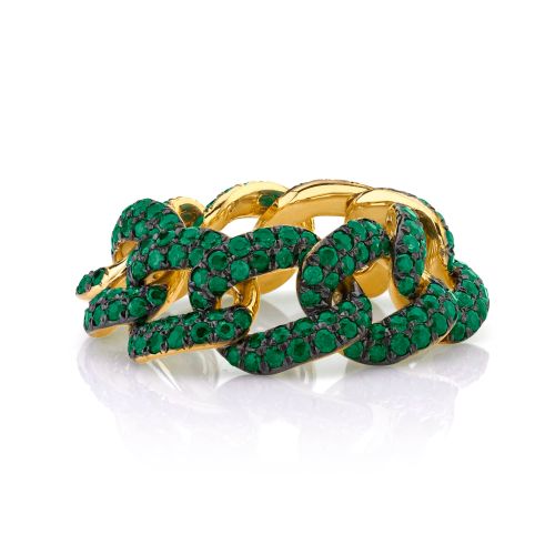 GREEN GARNET PAVE ESSENTIAL LINK RING