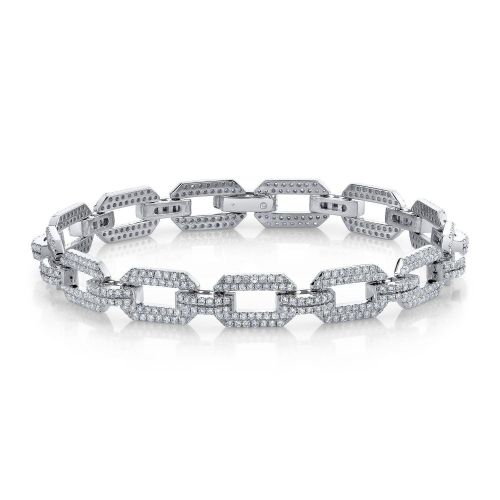 DIAMOND PAVE FLAT GEO LINK BRACELET