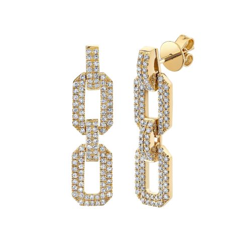 READY TO SHIP DIAMOND PAVE FLAT GEO LINK EARRINGS