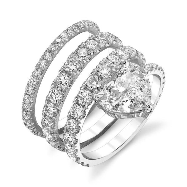 DIAMOND STACKED SPIRAL SOLITAIRE HEART RING