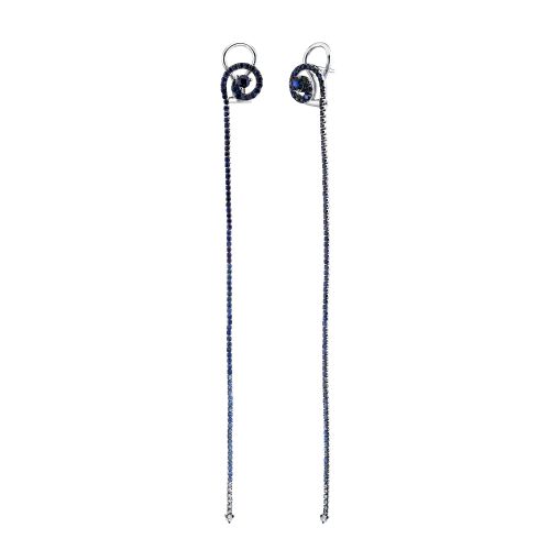 READY TO SHIP BLUE SAPPHIRE & DIAMOND OMBRE DROP EARRINGS