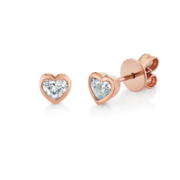 DIAMOND BEZEL HEART STUDS