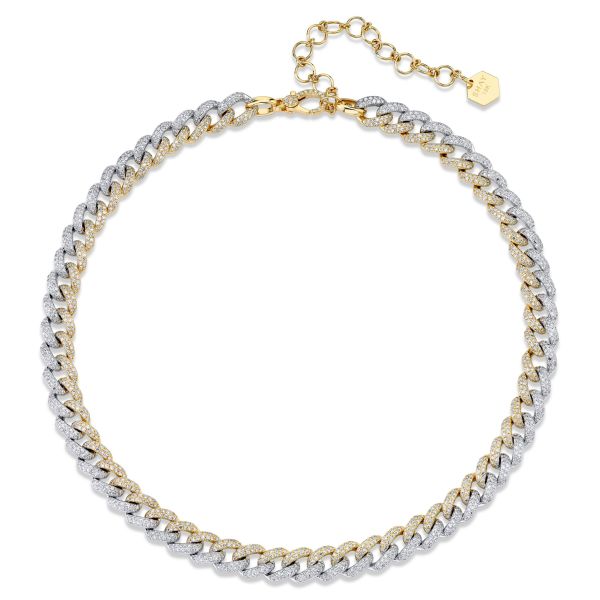 DIAMOND TWO-TONE PAVE MEDIUM LINK NECKLACE