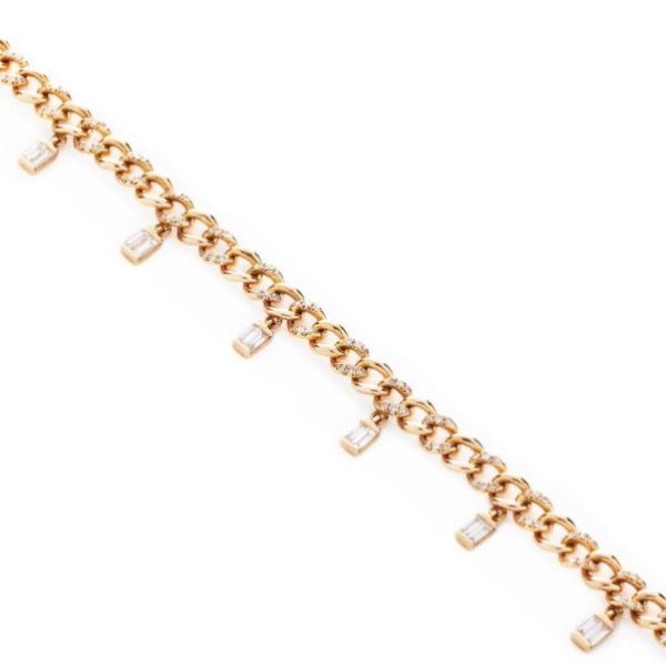 DIAMOND BAGUETTE DROP LINK NECKLACE