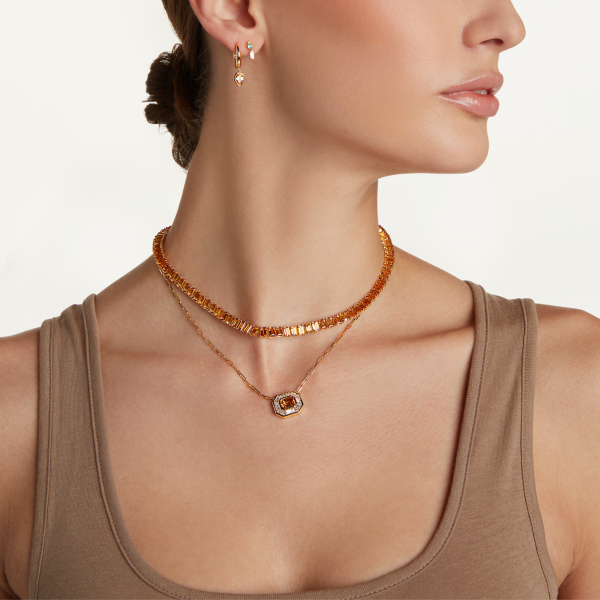 YELLOW SAPPHIRE & DIAMOND HALO MINI DECO LINK PENDANT