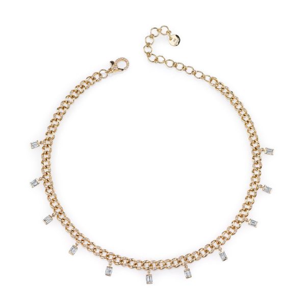 DIAMOND BAGUETTE DROP LINK NECKLACE