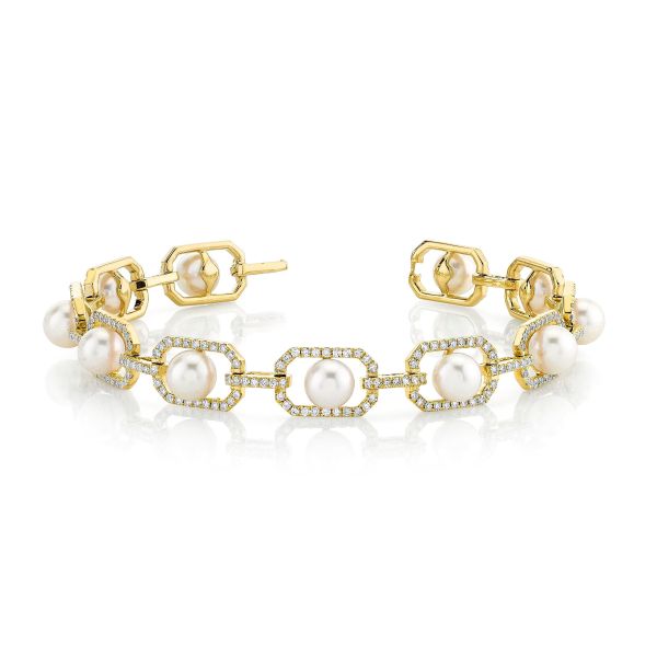 CAGED PEARL & DIAMOND BRACELET