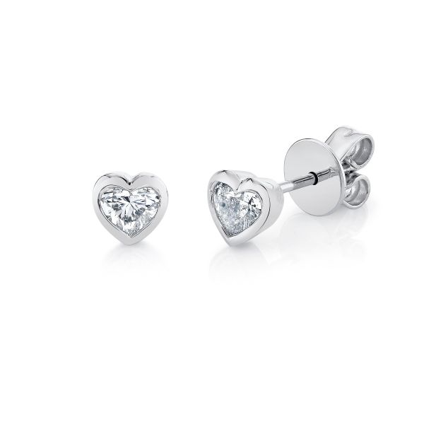 DIAMOND BEZEL HEART STUDS