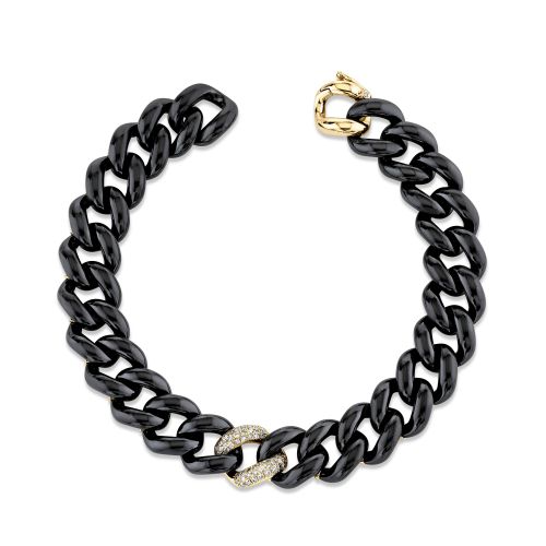 DIAMOND SINGLE PAVE & BLACK CERAMIC ESSENTIAL LINK BRACELET