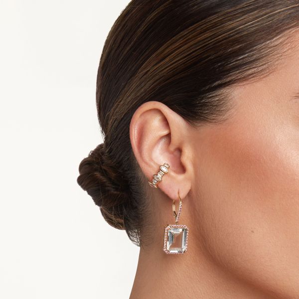 PINK SAPPHIRE & WHITE TOPAZ PORTRAIT EARRINGS